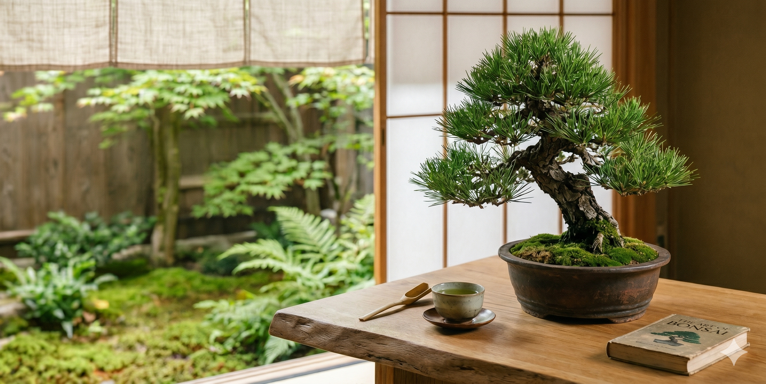 Beautiful bonsai tree in a serene setting